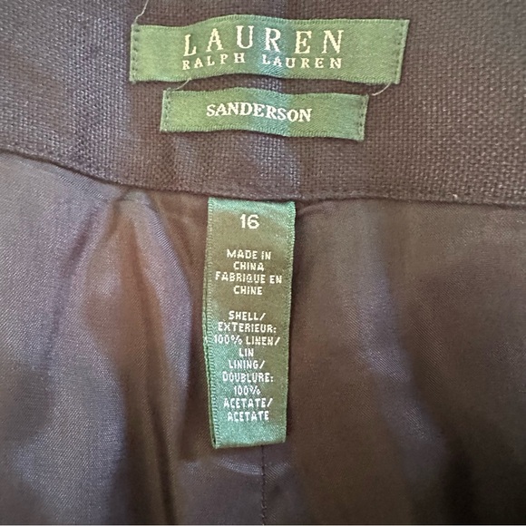 Lauren Ralph Lauren Sanderson 100% Linen Trouser Pants sz 16 - Picture 7 of 7